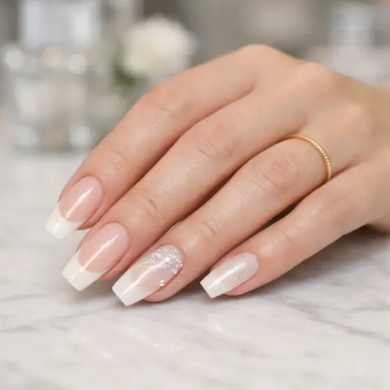 Uñas blancas románticas