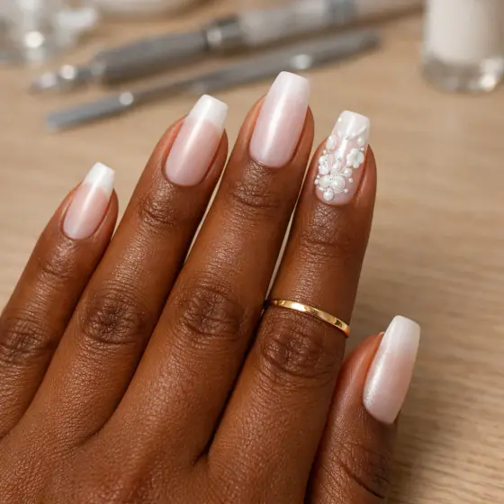 Uñas de novia almendradas