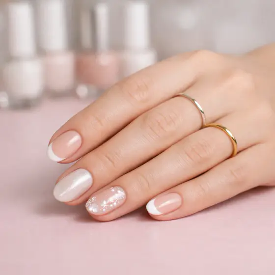 Uñas de novia con glitter fino