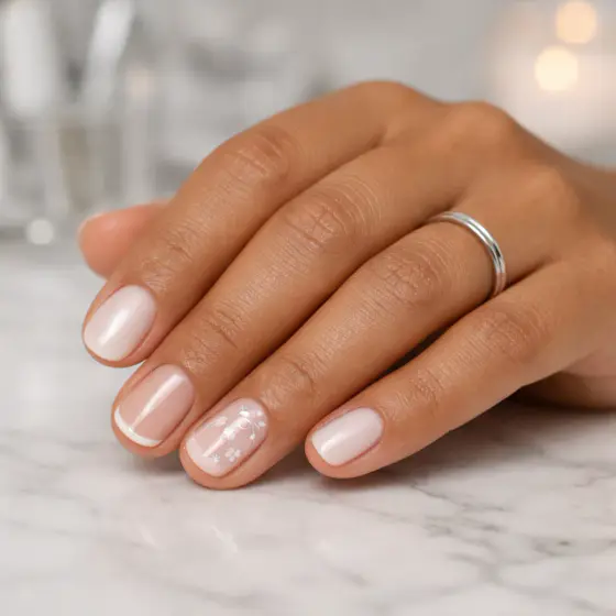 Uñas para novia con acabado brillante