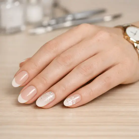 Uñas para novia con brillo natural
