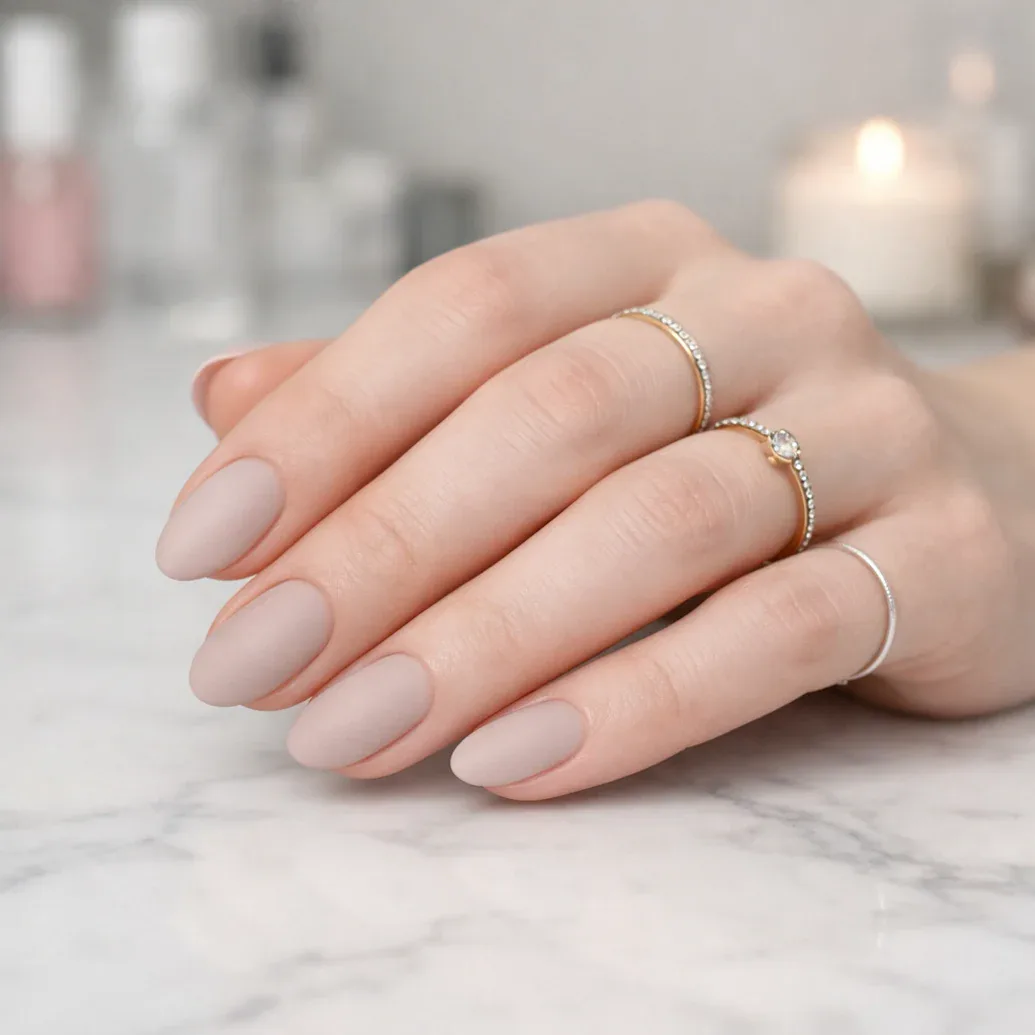 Uñas cortas nude elegantes