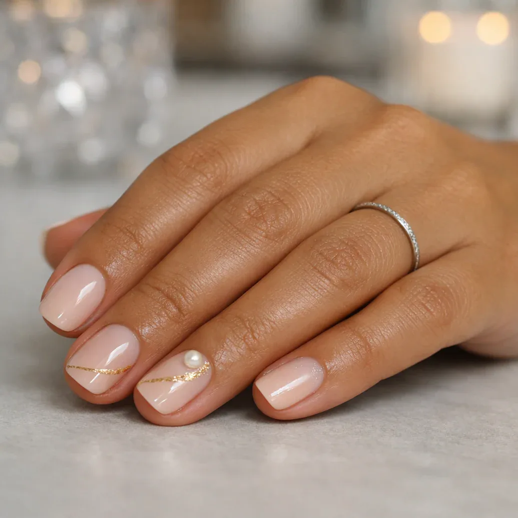 Uñas nude clásicas con brillo natural