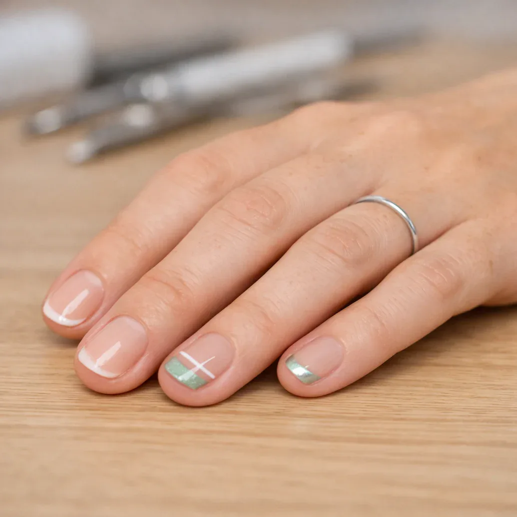 Uñas francesas minimalistas con acentos pastel