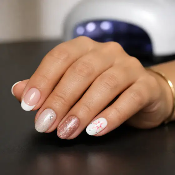 Uñas largas nude cálidas