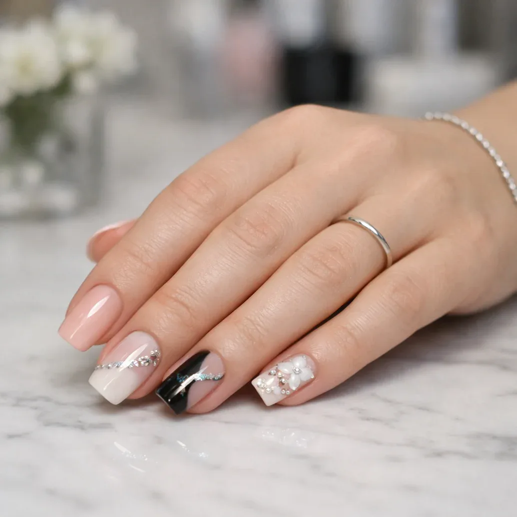 Uñas largas azul turquesa