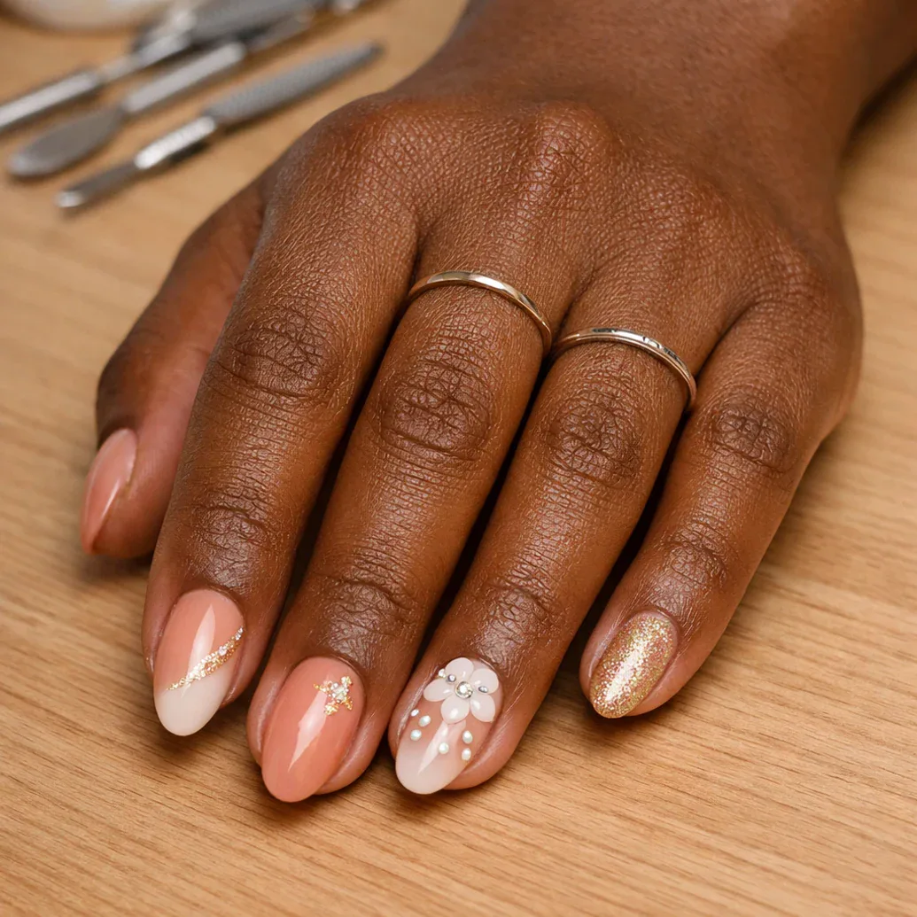 Uñas largas rosa clásico