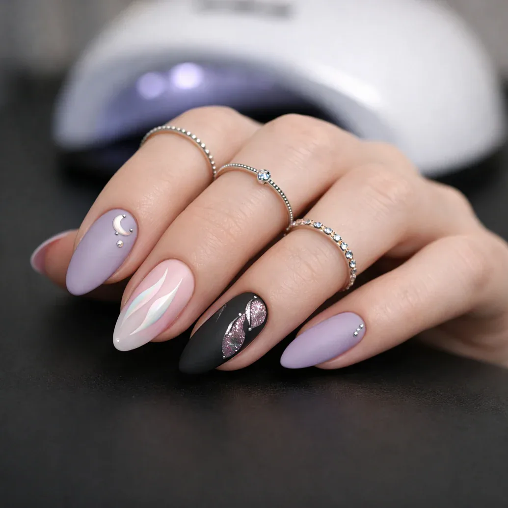 Uñas largas rosa pastel