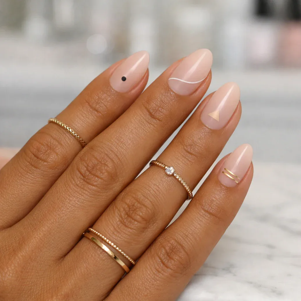 Uñas minimalistas beige elegantes