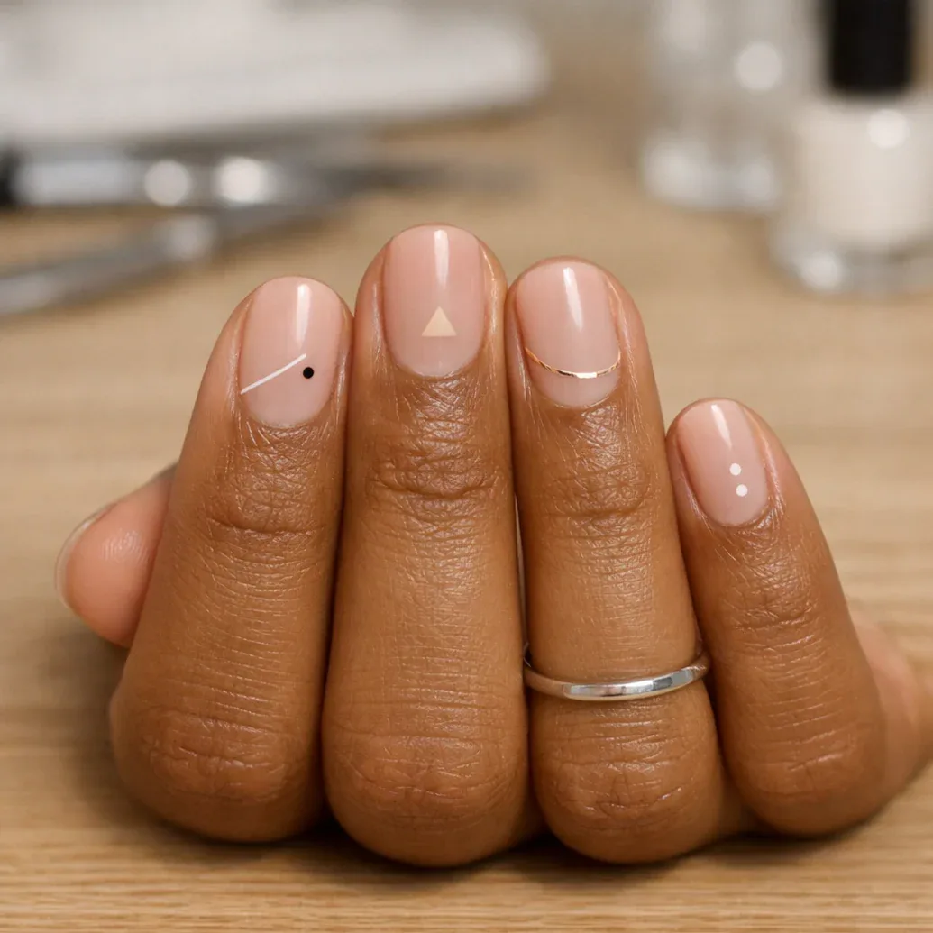Uñas minimalistas marrón cálido