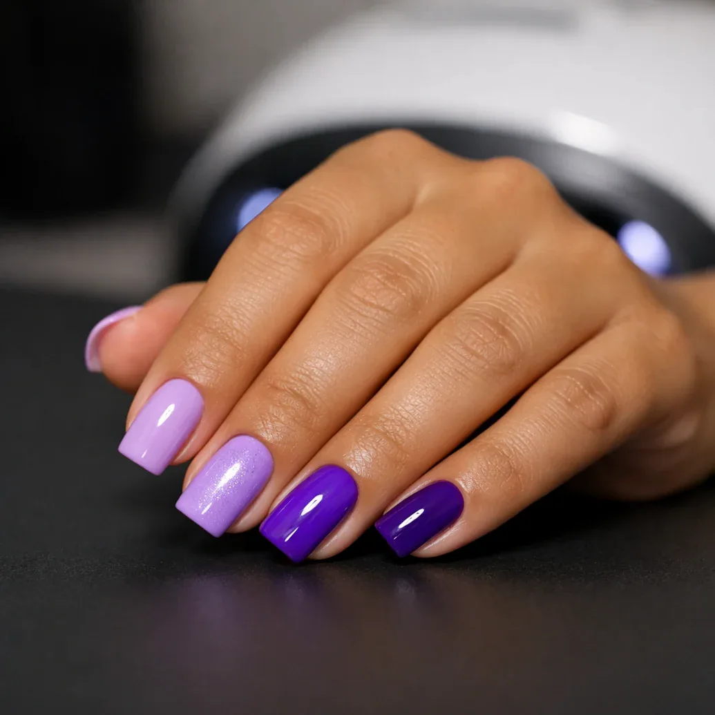 Uñas lila pastel