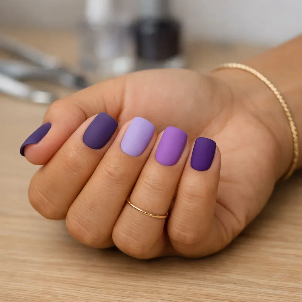 Uñas malva naturales