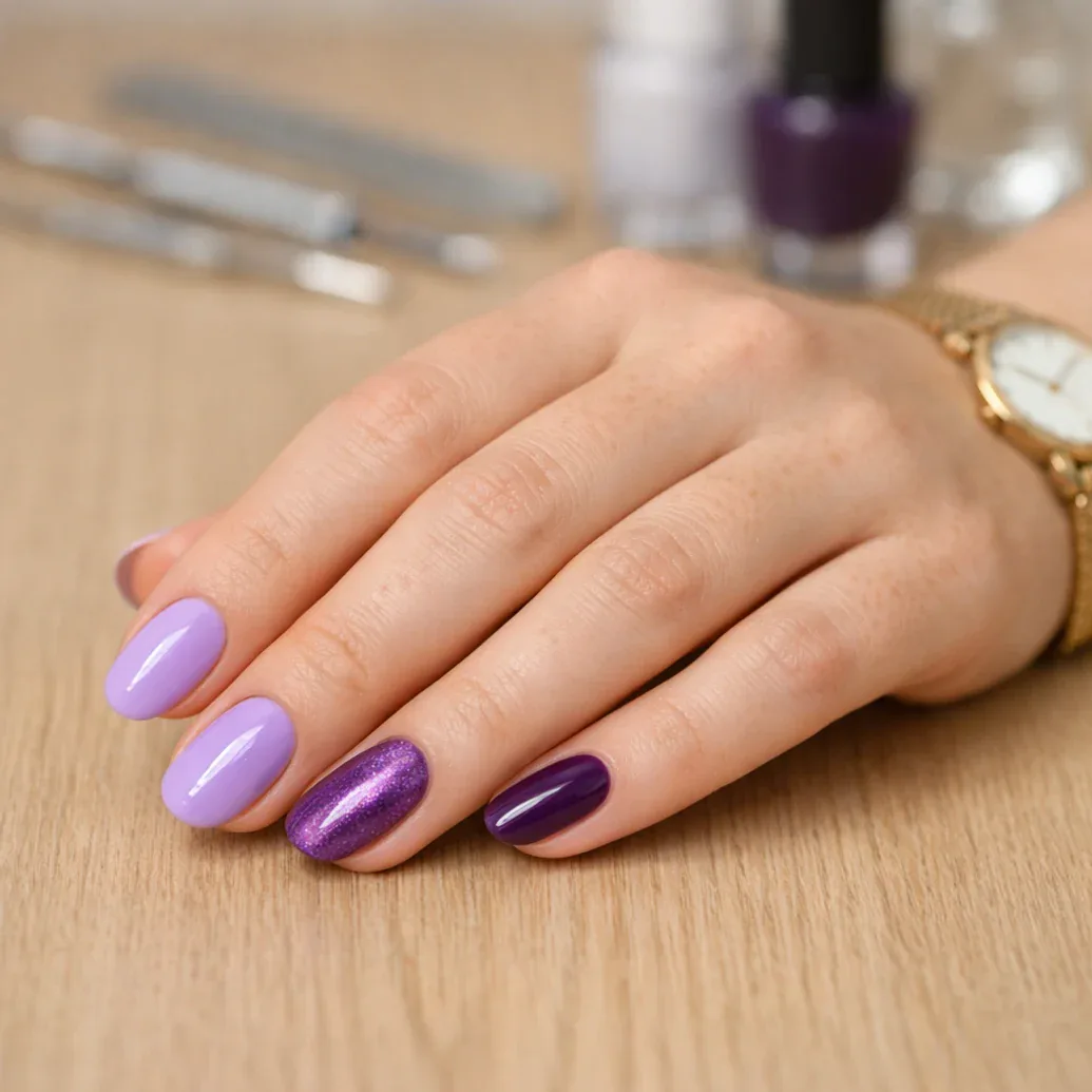 Uñas moradas discretas