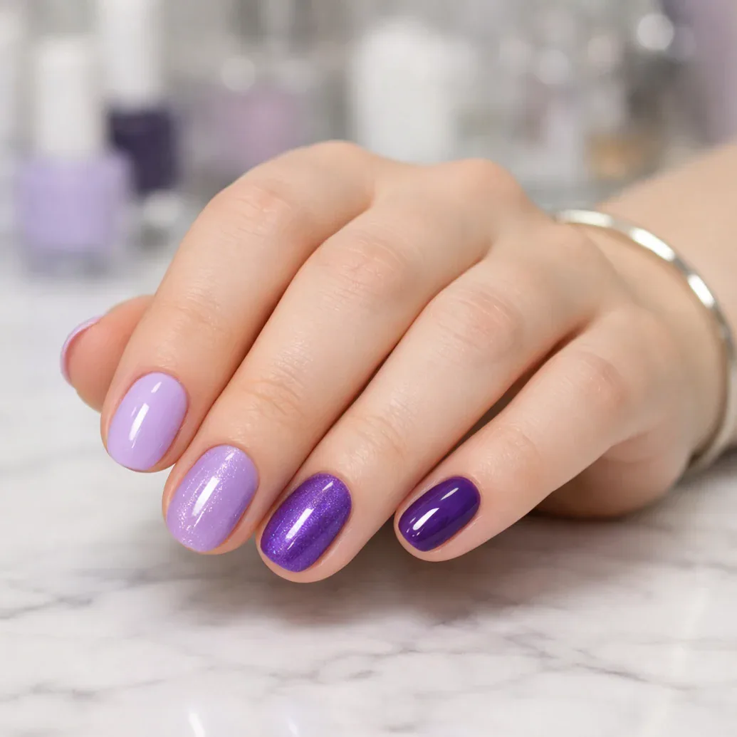 Uñas moradas minimalistas