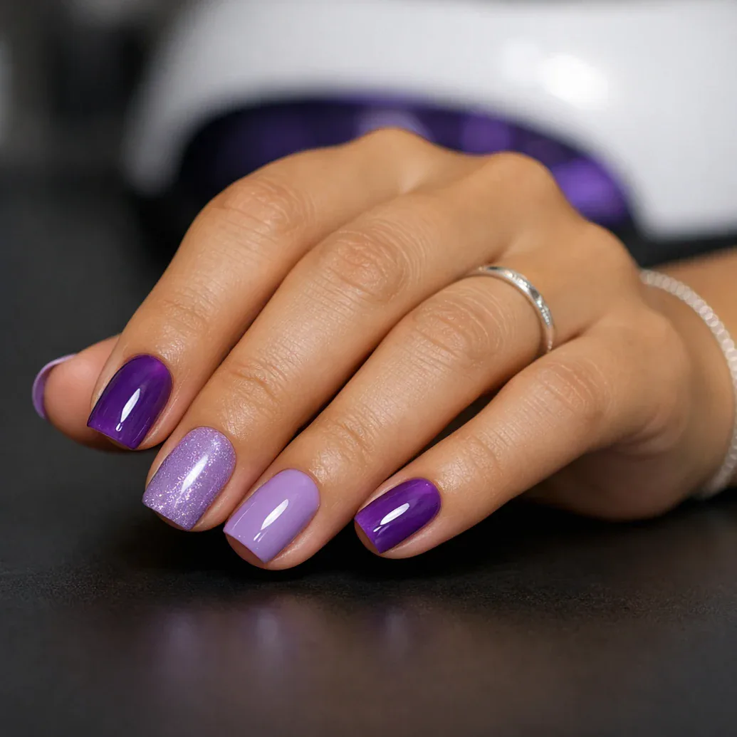 Uñas moradas sofisticadas