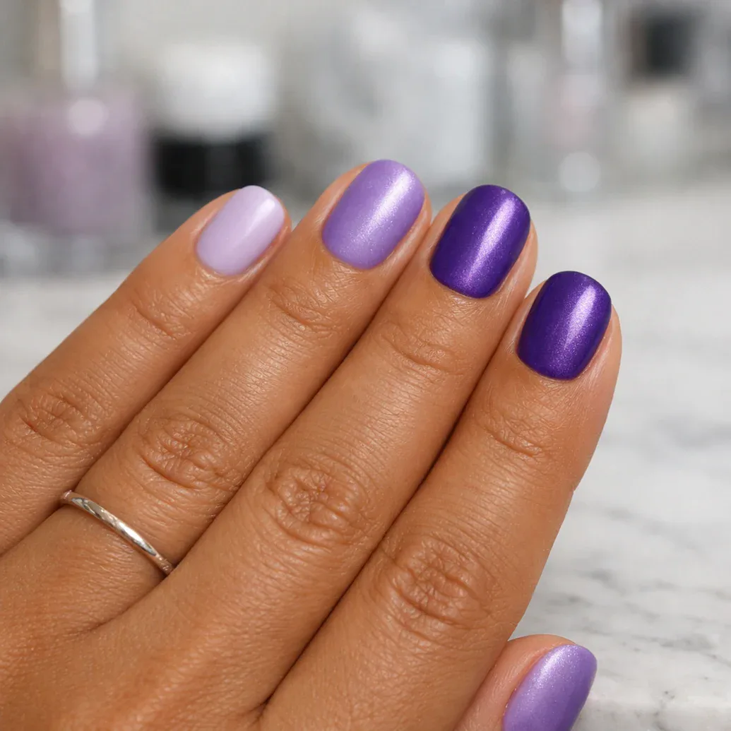 Uñas púrpura suaves