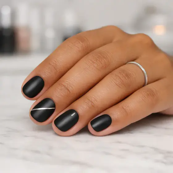 Uñas negras almendradas elegantes