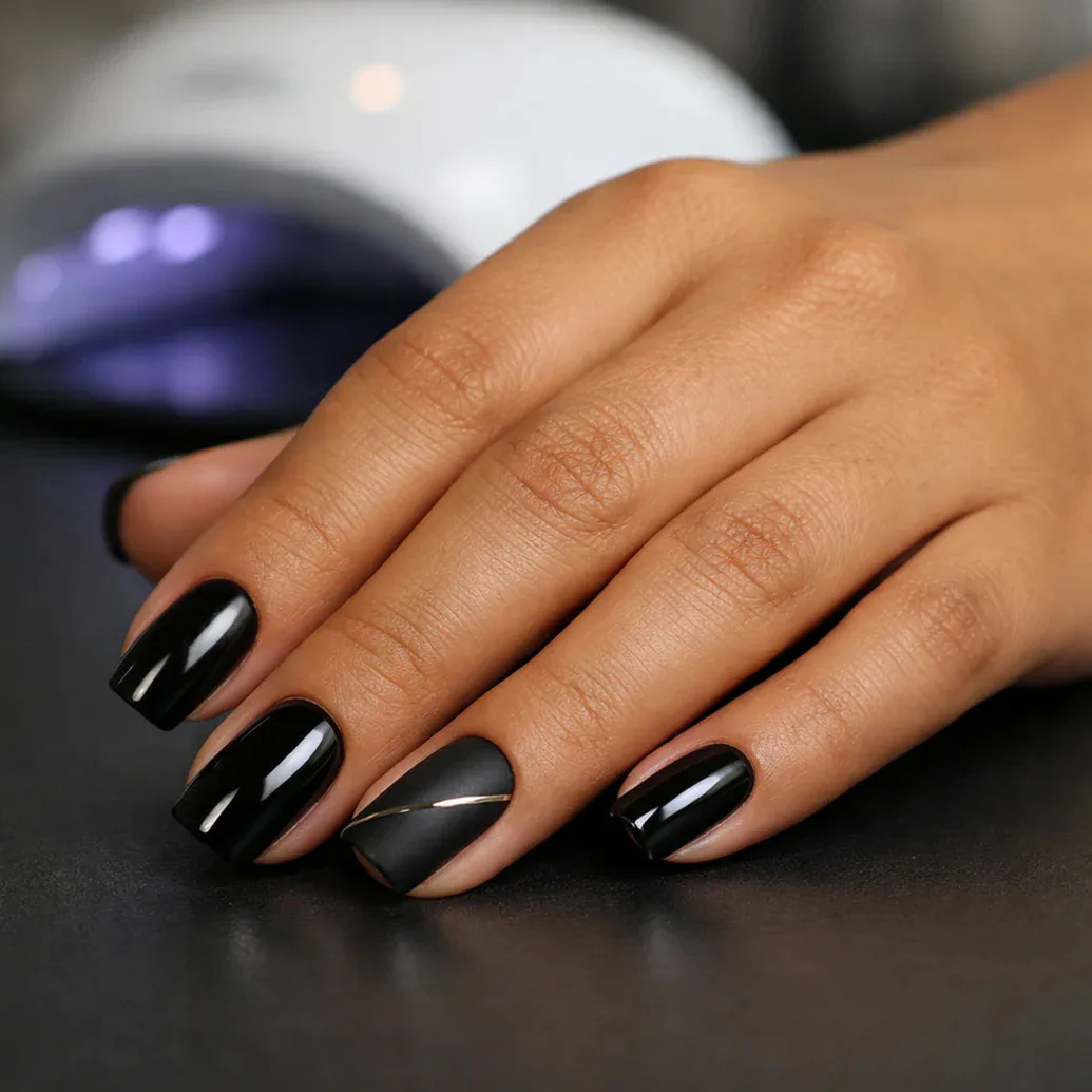 Uñas negras con acabado intenso