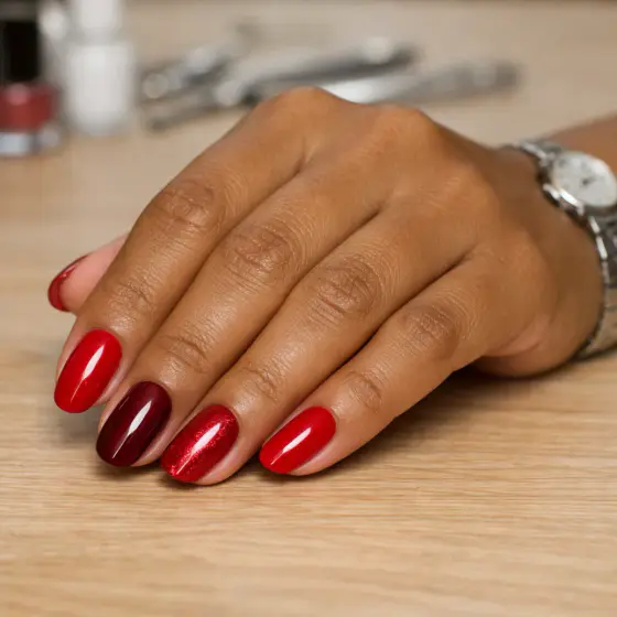 Uñas rojas almendradas