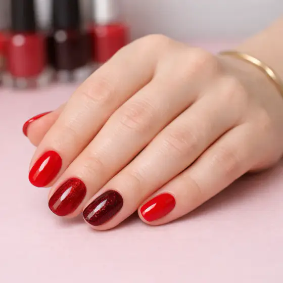 Uñas rojas de fiesta