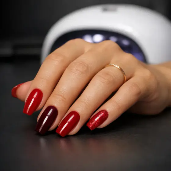 Uñas rojas efecto gel