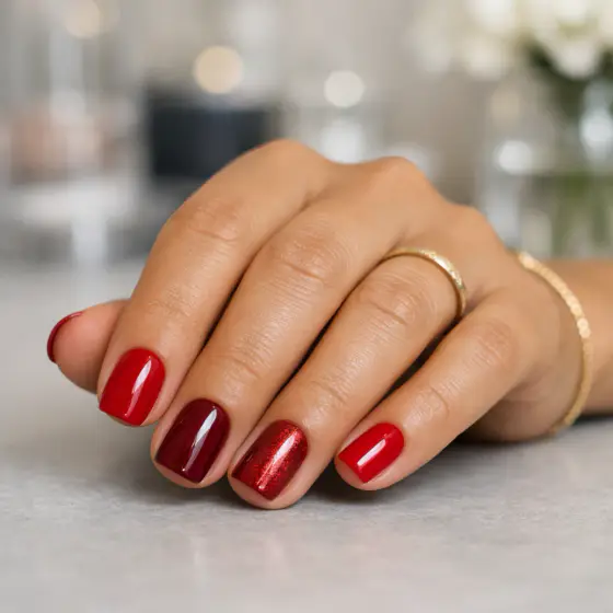 Uñas rojas glamour