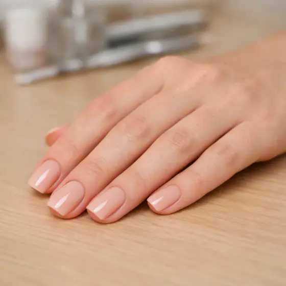 Uñas nude con brillo sutil
