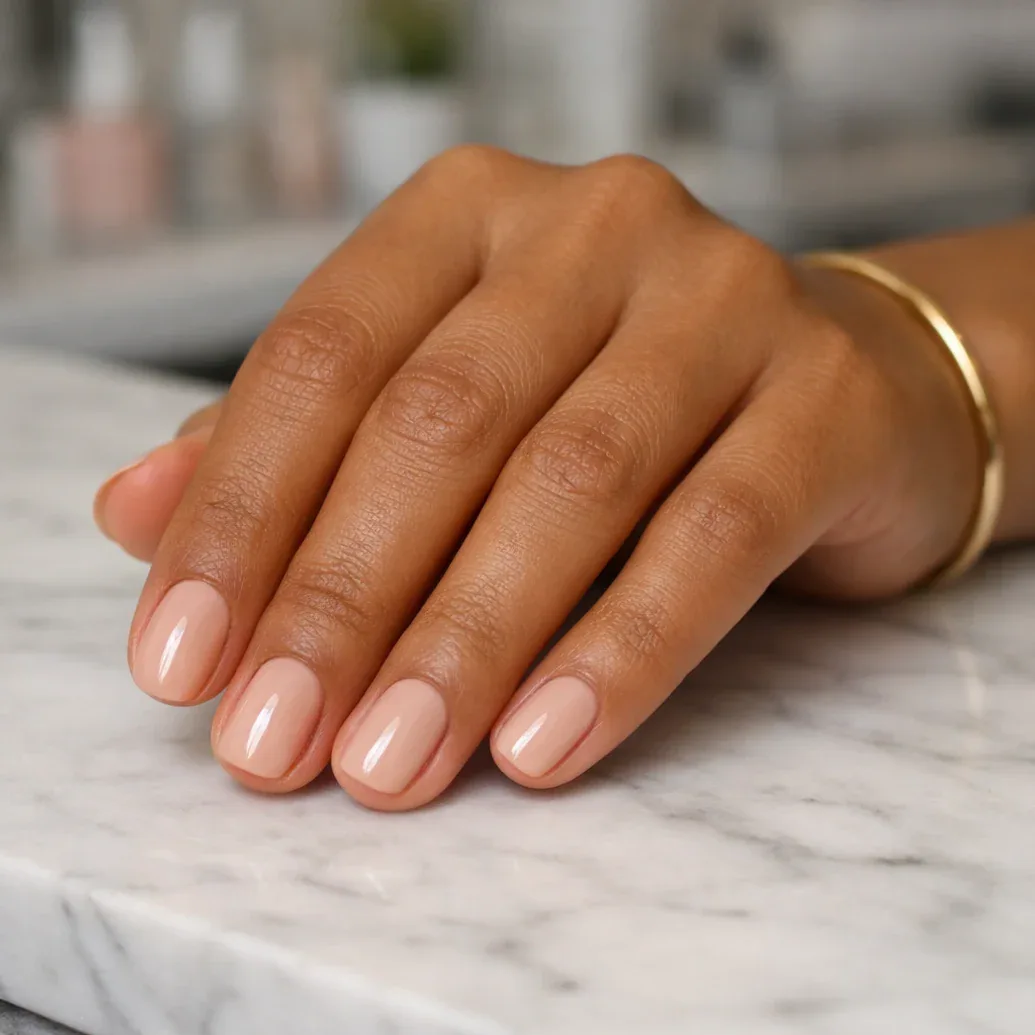 Uñas nude con brillo 2