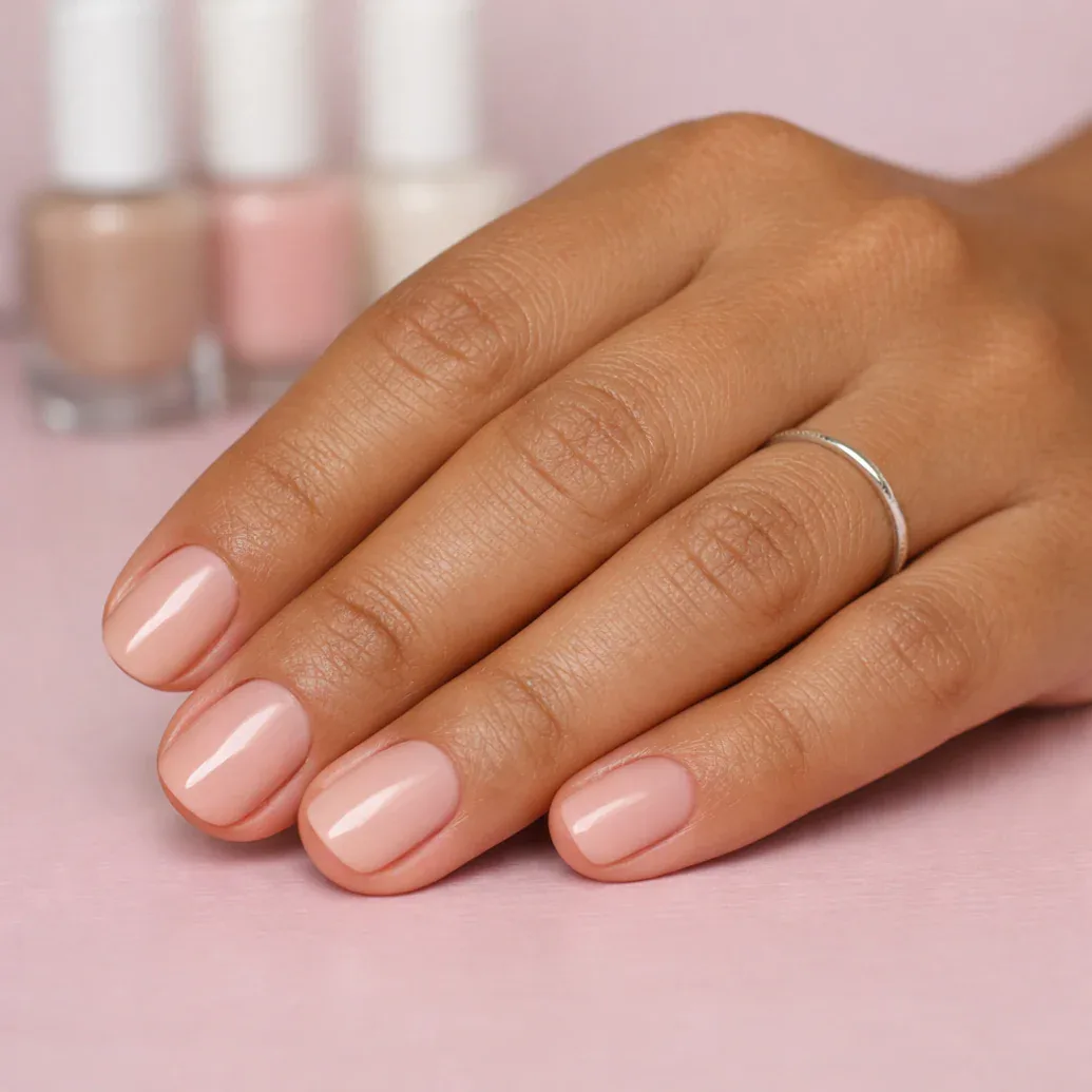 Uñas nude con acabado gel